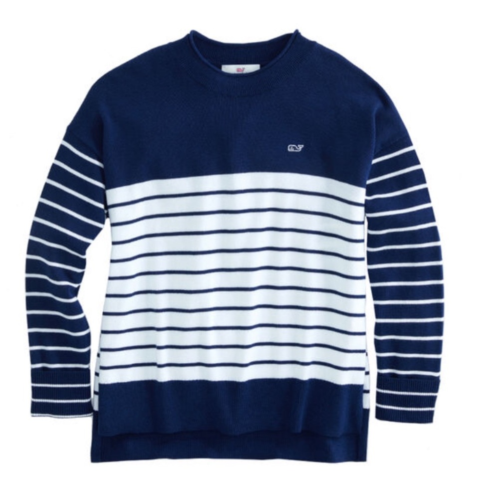 Girls Party Break Stripe Relaxed Crewneck Sweater